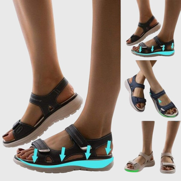 Open Toe Hook and Loop Strap Platform Sport Sandals