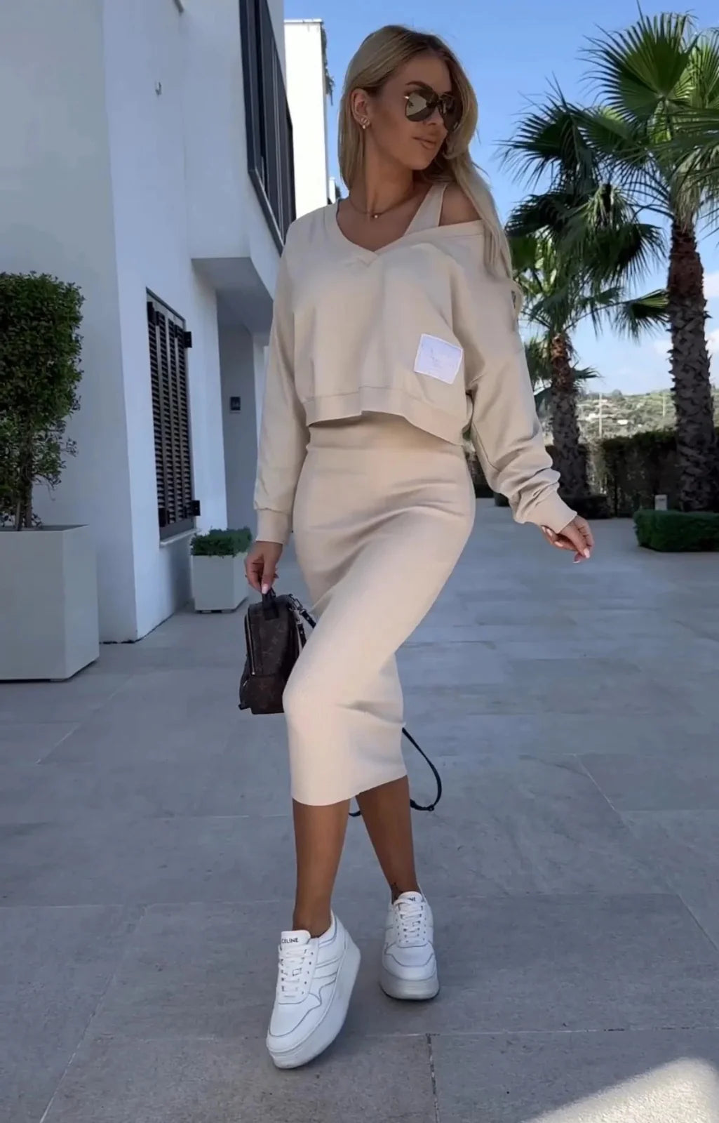 Micaela Minimalist Sleeveless Dress and Sweater Set for Women Boutique Collection