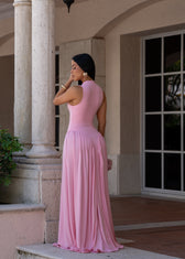 High Neck Sleeveless Fit and Flare Maxi Dress 3