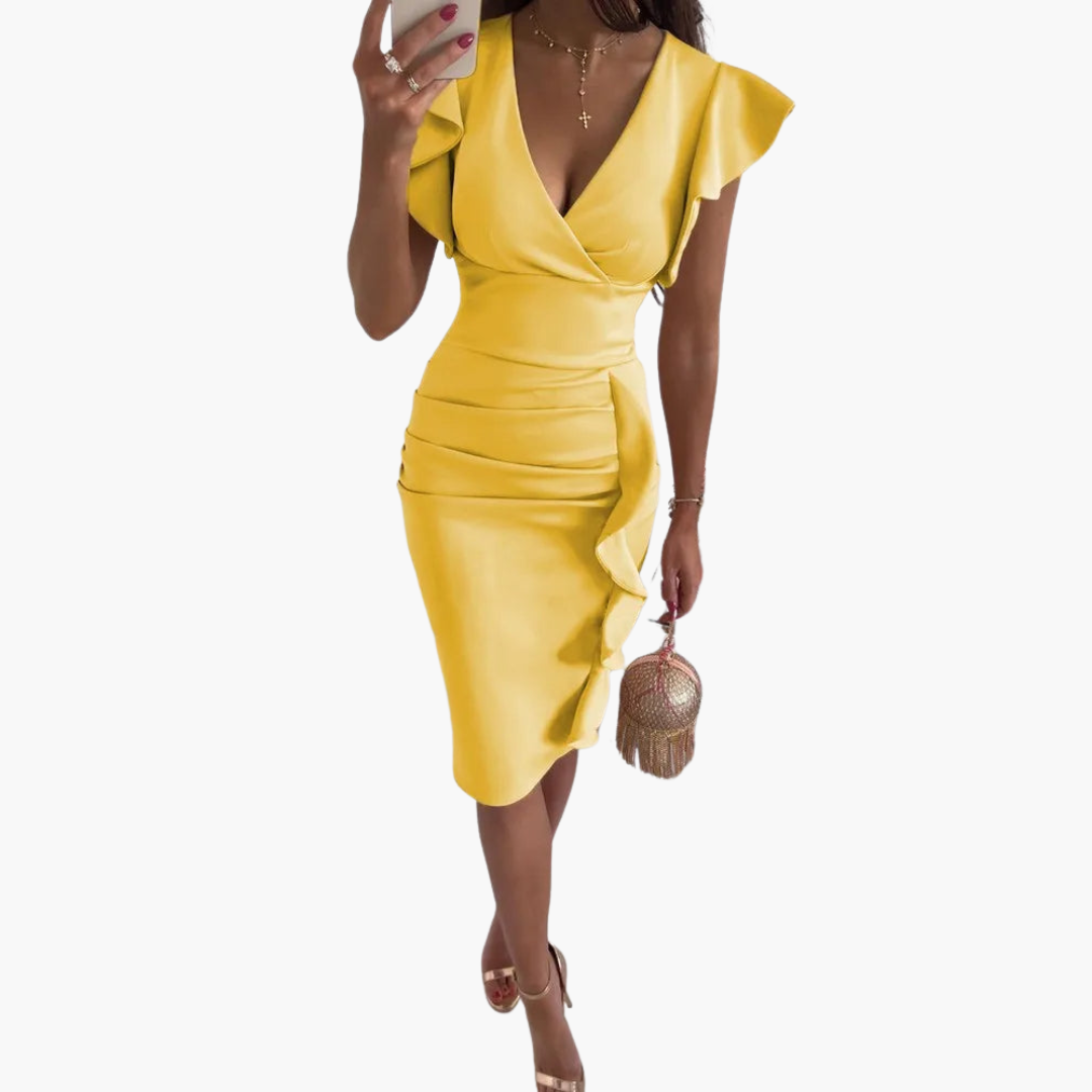 Megan | Elegant Bodycon Dress Yellow