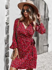 Printed Long-Sleeved Dress For Women S / Blue Print Dress