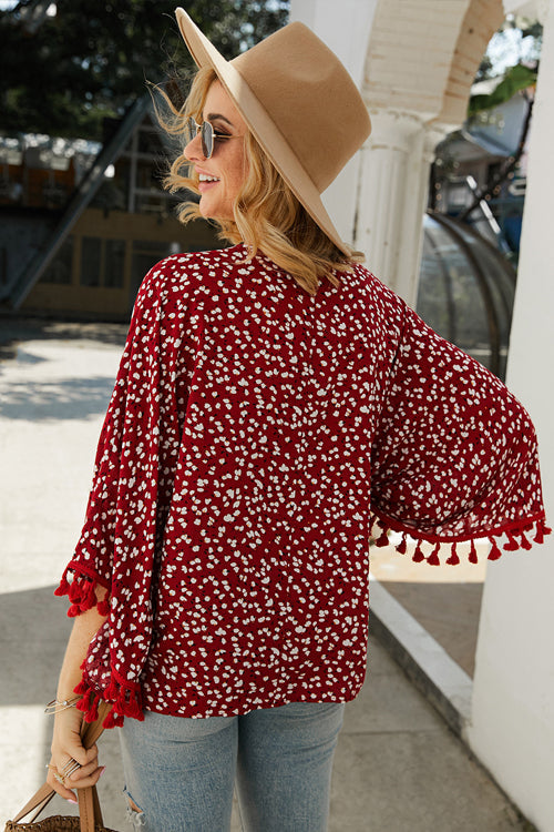 Sunshine Soul Printed Tassel Button-Up Top - 3 Colors