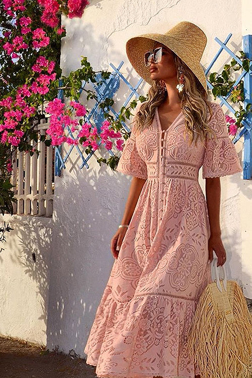 Spend Some Time Lace Midi Dress - 3 Colors Pink