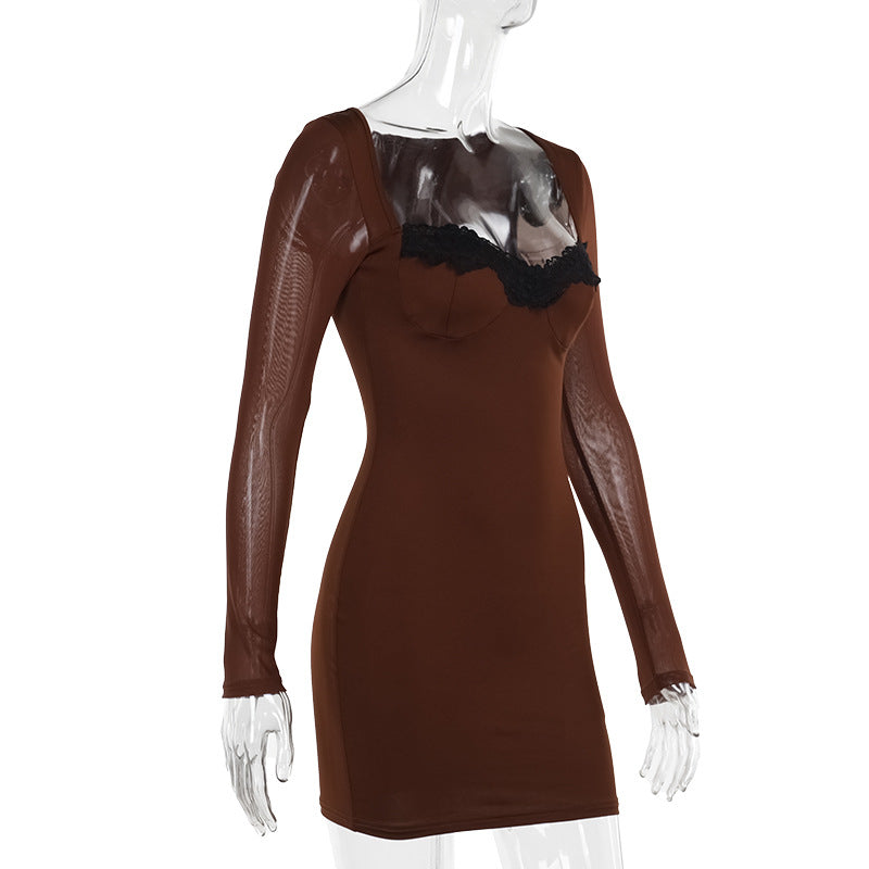 Connie Mini Dress-Brown