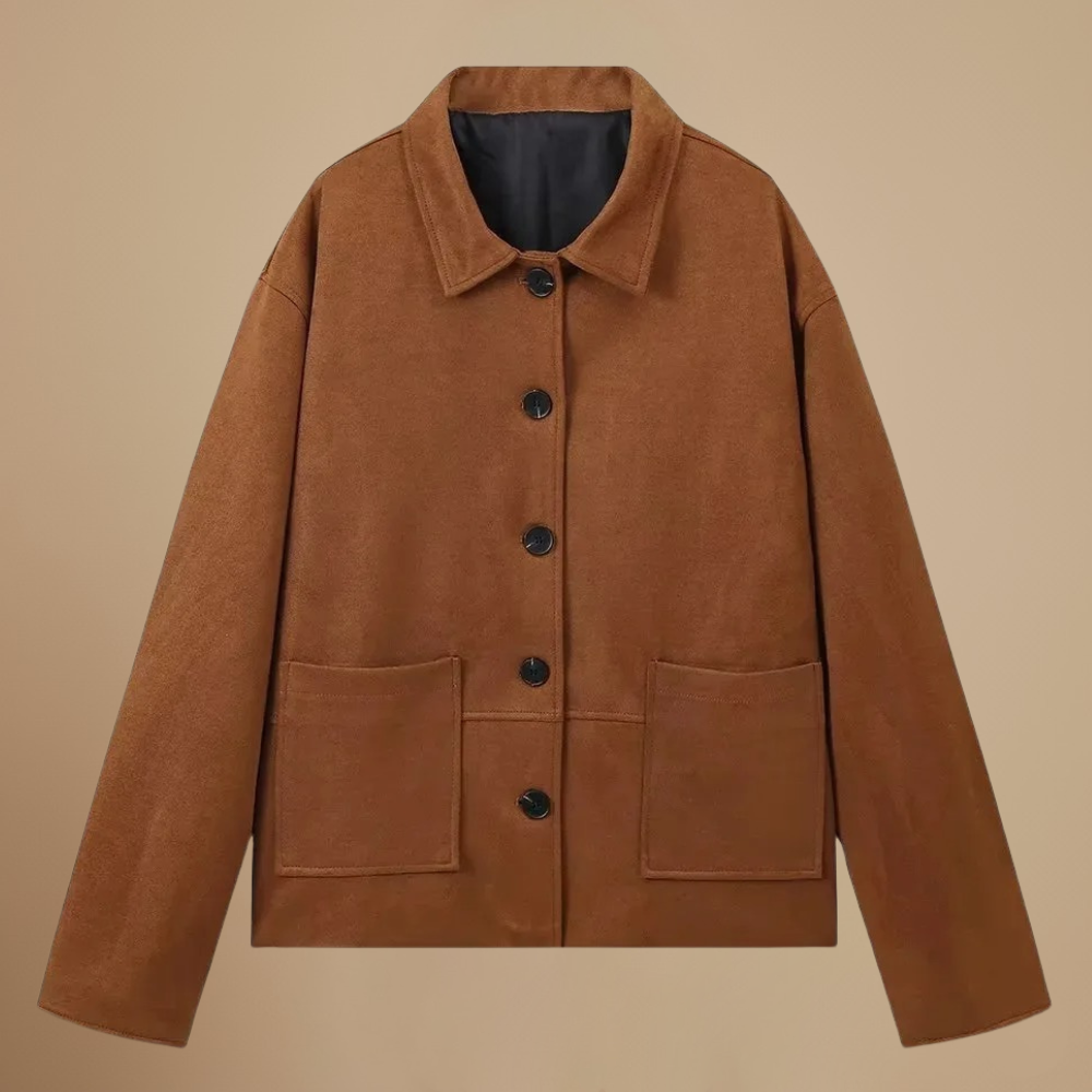 Vintage Cropped Jacket with Lapel Collar and Single-Button Closure