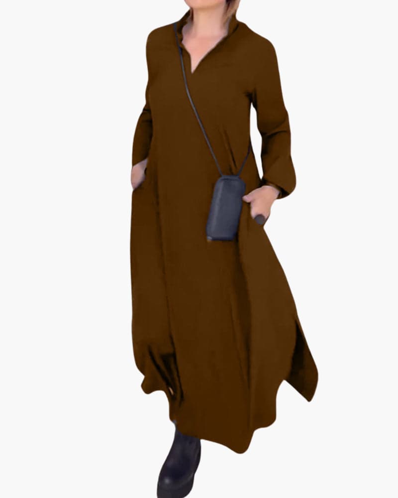 Millie | Loose-Fitting Stylish Long Dress Brown