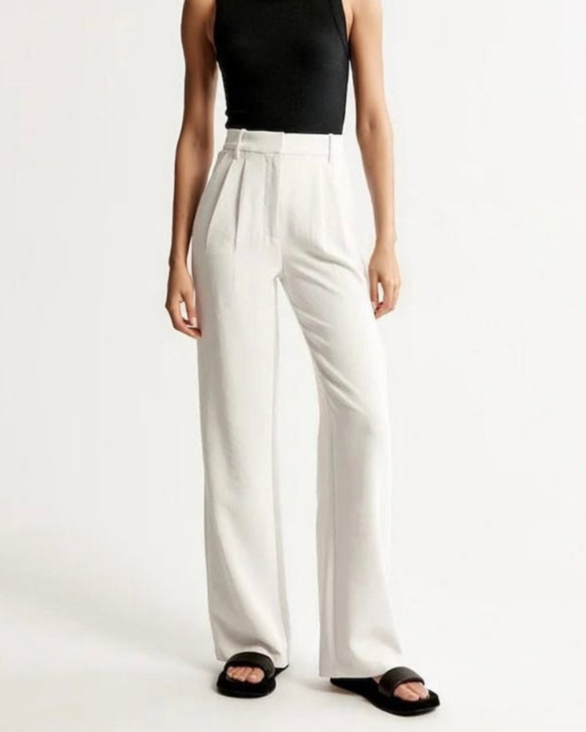 High Waist Pleated Wide Leg Trousers
