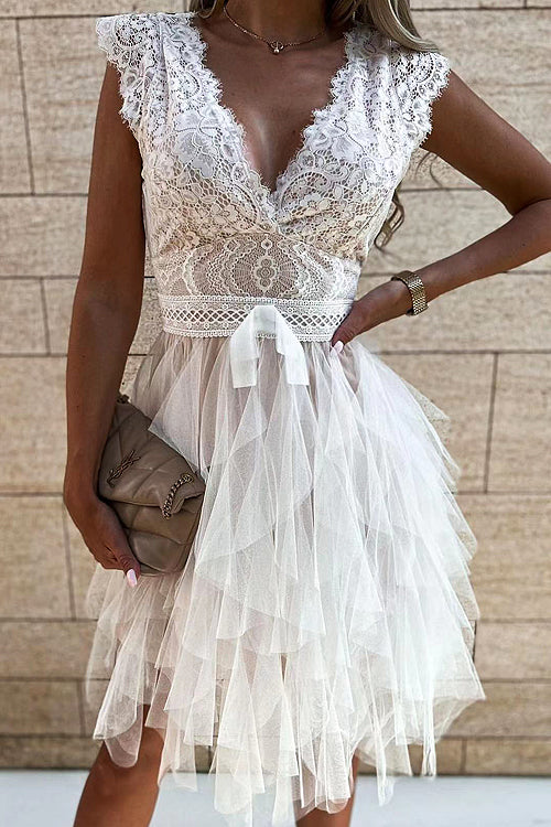 Absolutely Stunning Lace Mini Dress - 3 Colors White