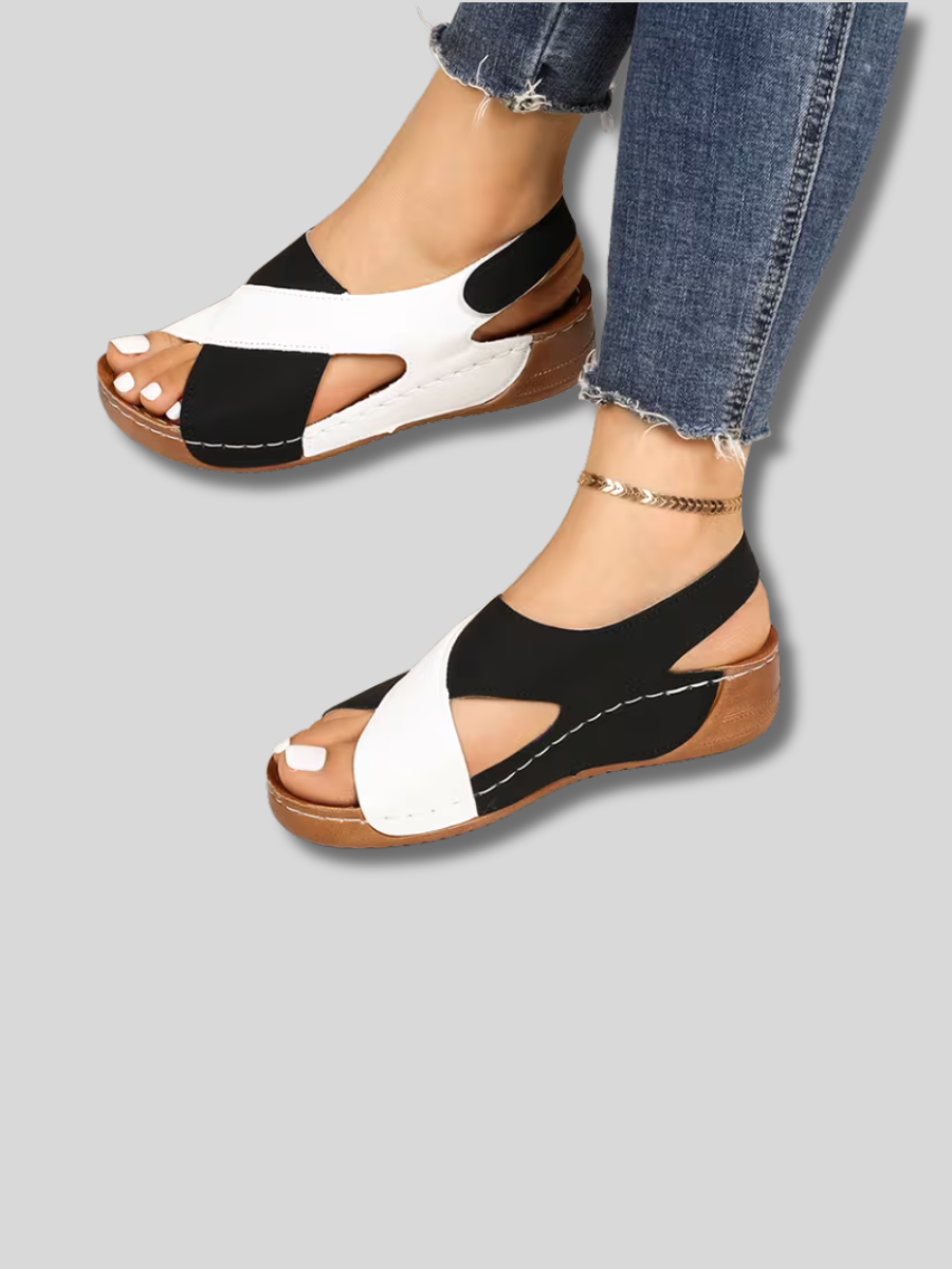 Open Toe Cut Out Slingback Suede Look Wedge Sandals 4