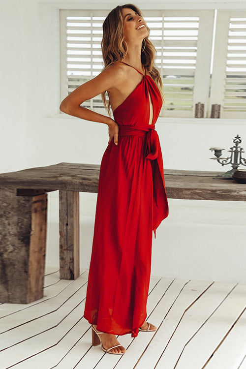Chiffon Backless High-slit Maxi Dress - 4 Colors - View 6