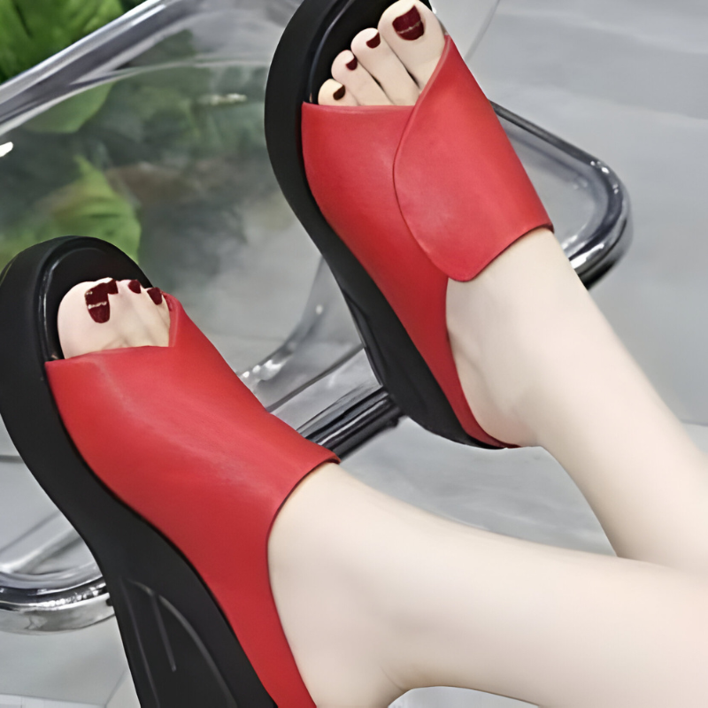Open Toe Platform Wedge Slide Sandals