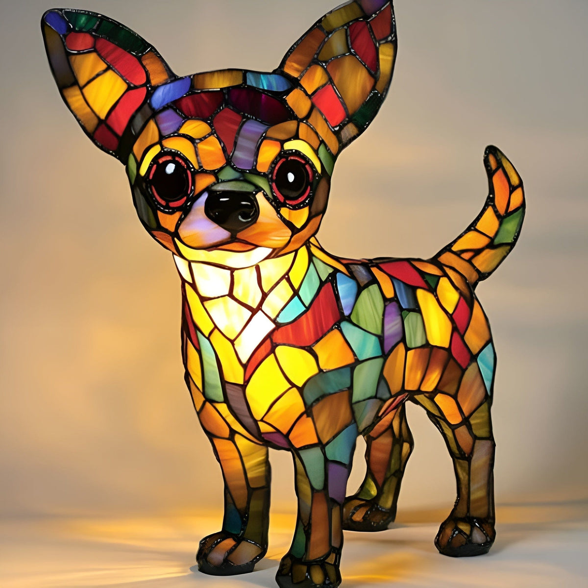 Stained Glass Chihuahua Dog Table Lamp