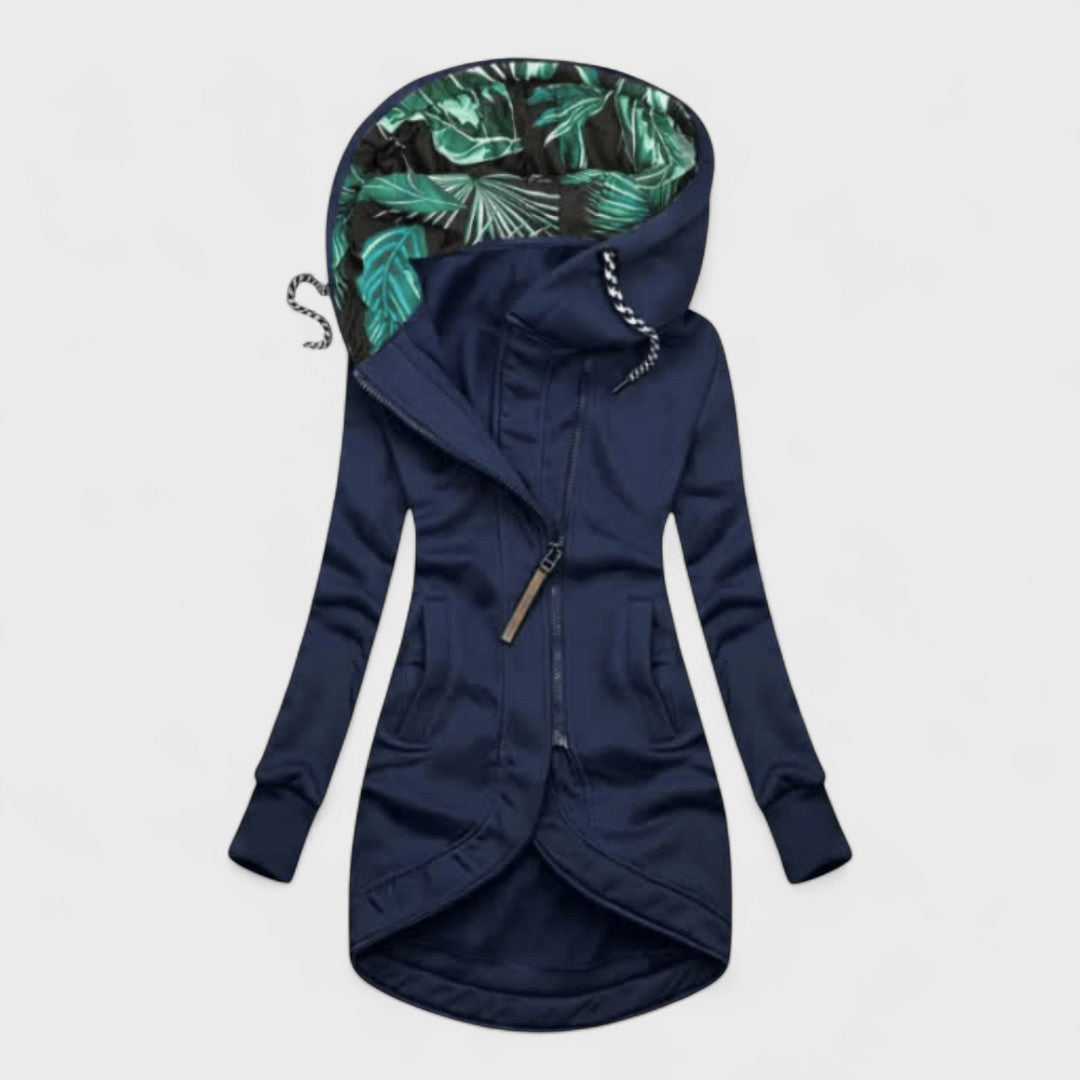 Hooded Asymmetric Zip Front Fleece Coat