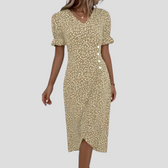 Floral V-Neck Short Sleeve Wrap Midi Dress 5