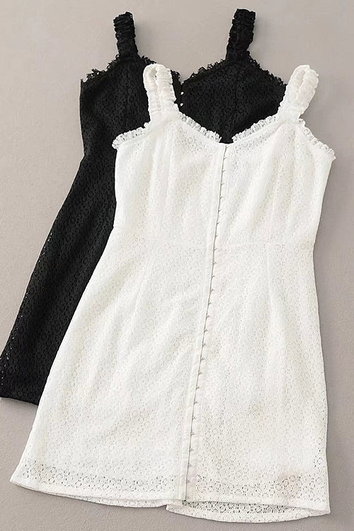 Lace Button-up Mini Dress - View 4