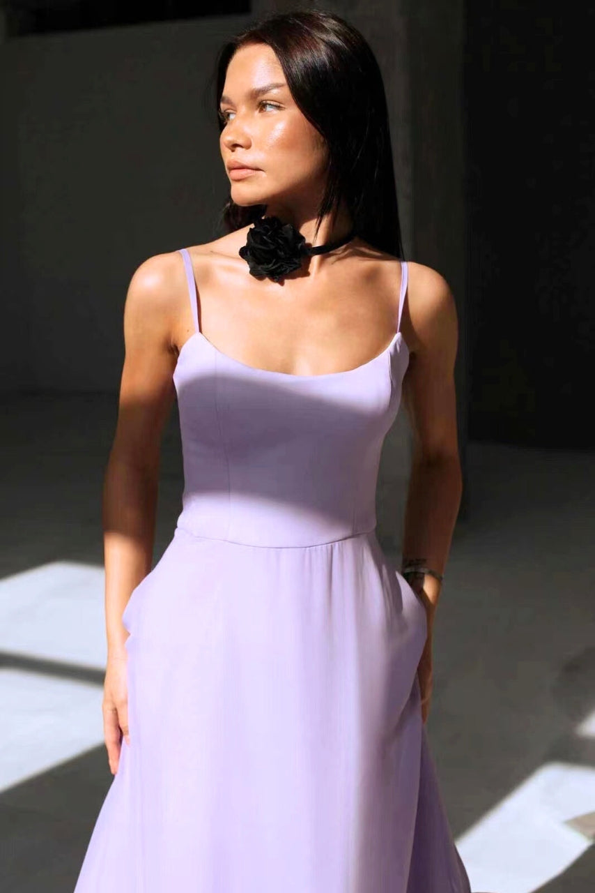 Spaghetti Strap Ruffle Hem Fit and Flare Midi Dress 7