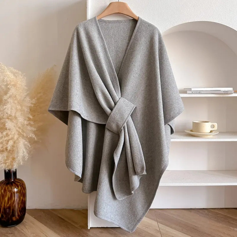 Open Front Draped Wrap Poncho Cape