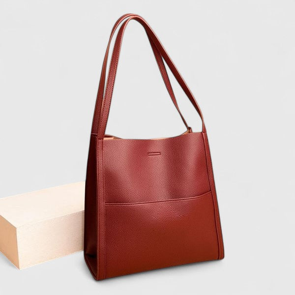Faux Leather Structured Shoulder Tote Bag