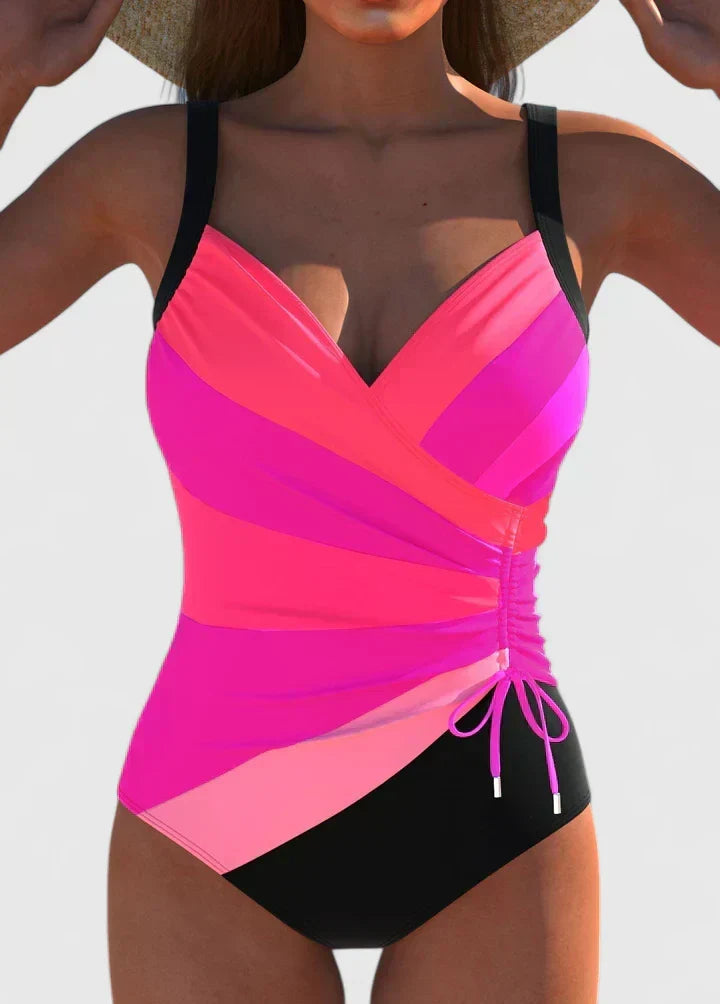 Ruched Wrap Front One Piece Swimsuit