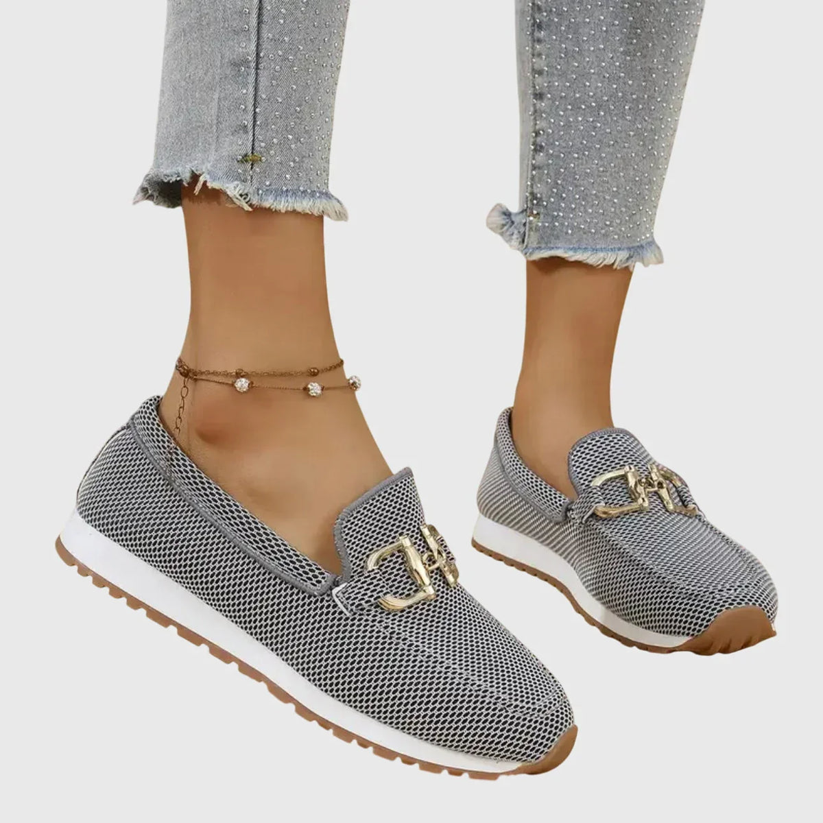 Metal Buckle Knit Slip On Platform Loafers