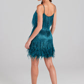 Sequin Fringe Feather V-Neck Mini Dress 13