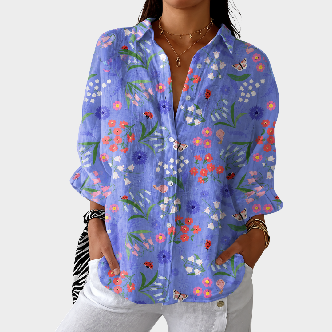 Floral Long Sleeve Button Front Shirt