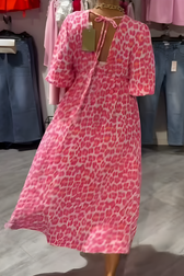 Geometric Print V-Neck Puff Sleeve Maxi Dress 5