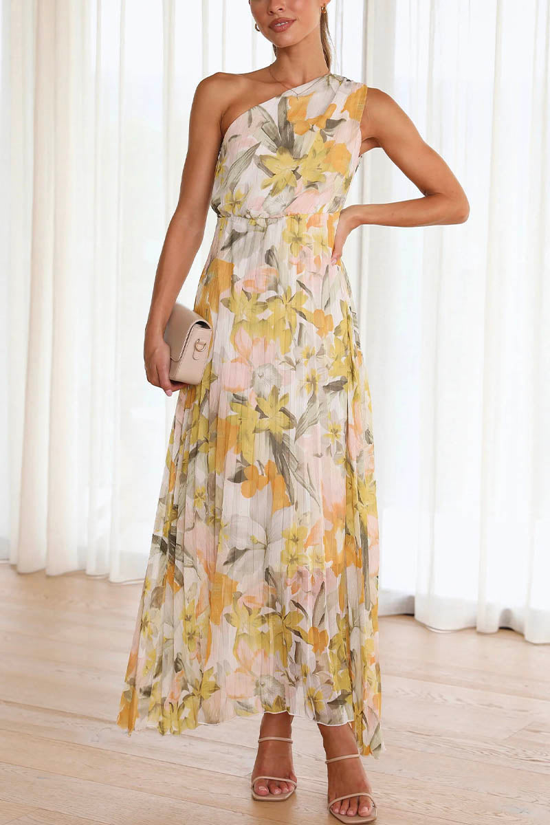 Maria Minimalist Printed Dress with Dropped Sleeves Premium Wardrobe Essential