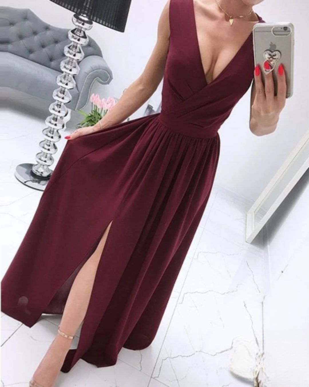 Julia Chic Sleeveless Beach Dress for Women with a Deep V Neck Premium Wardrobe Essential