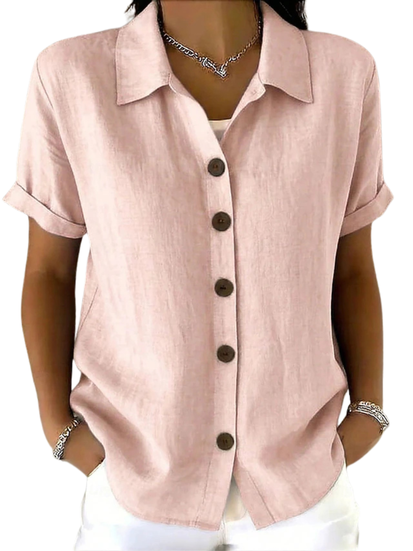 Collared Short Sleeve Button Front Shirt