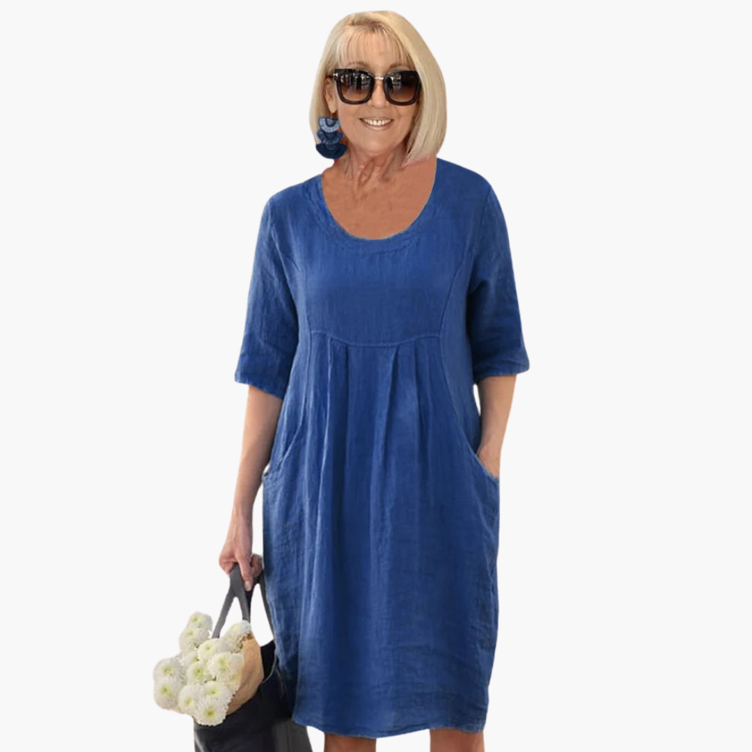 Audrey | Casual Pocket Tunic Dress Dark Blue