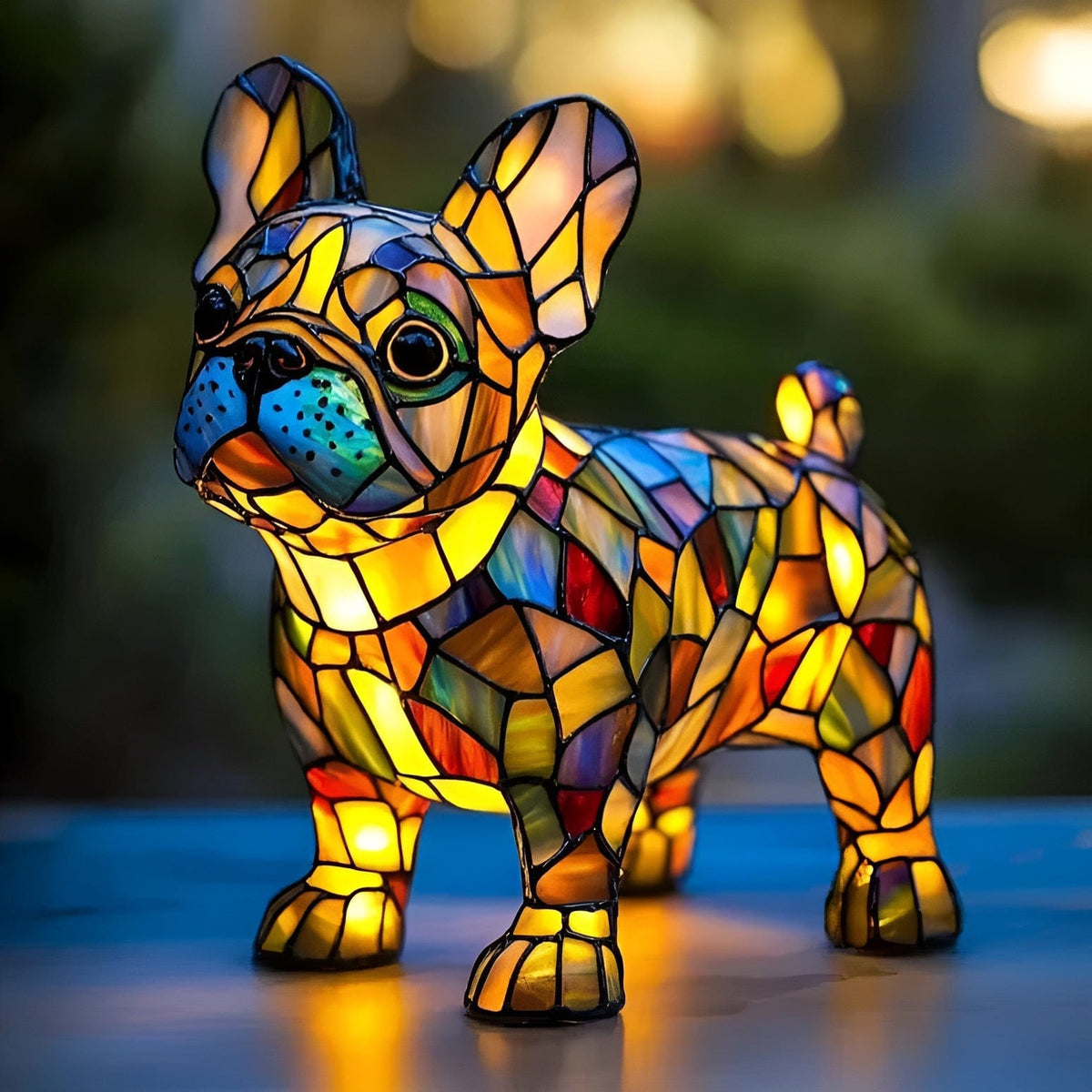 Stained Glass French Bulldog Table Lamp