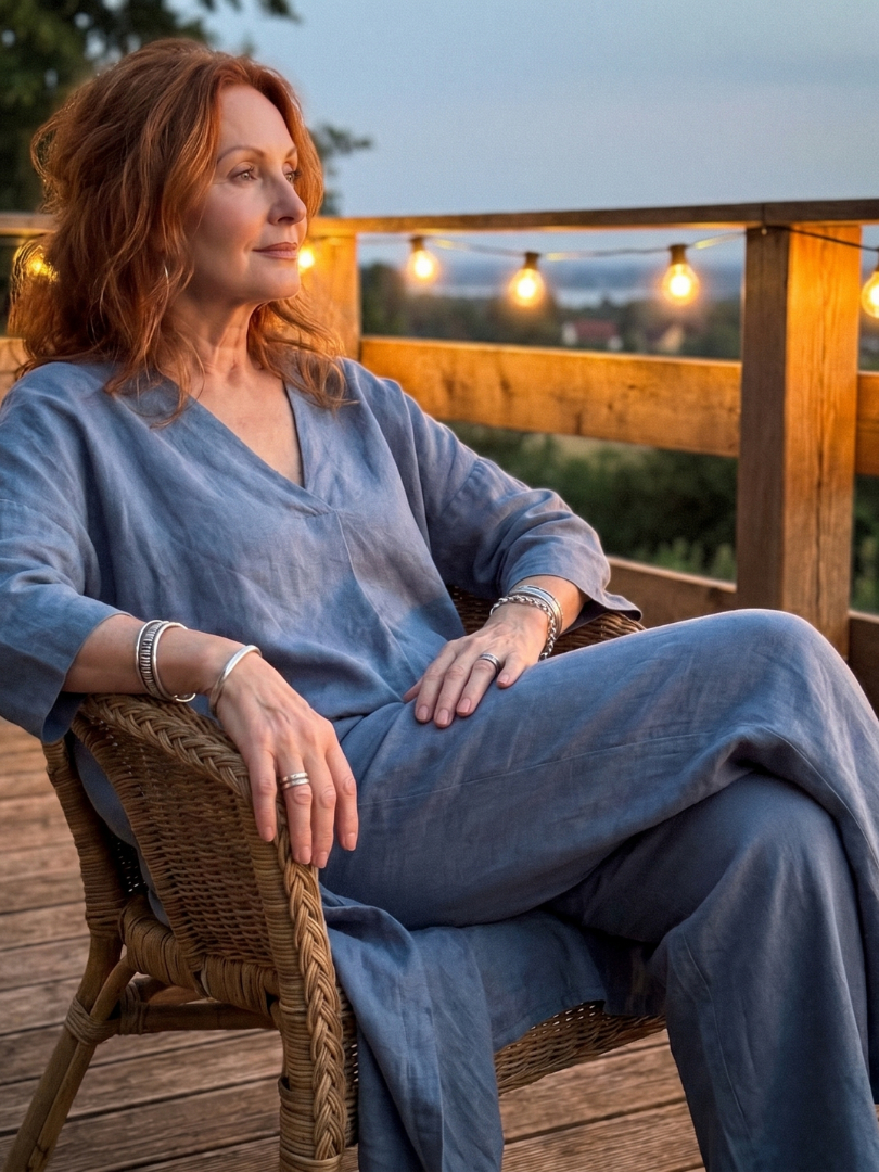 V-Neck Tunic Top and Wide Leg Pants Two Piece Set