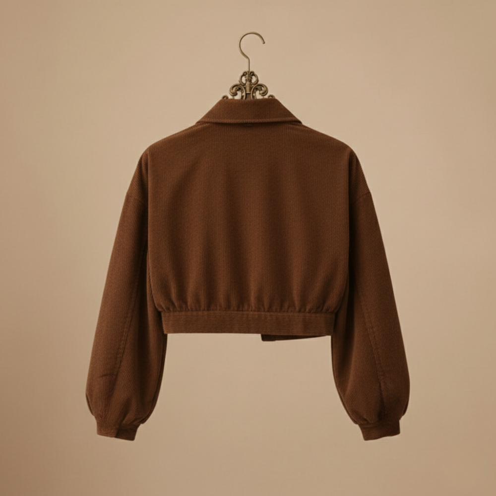 Corduroy Button Front Cropped Jacket 4
