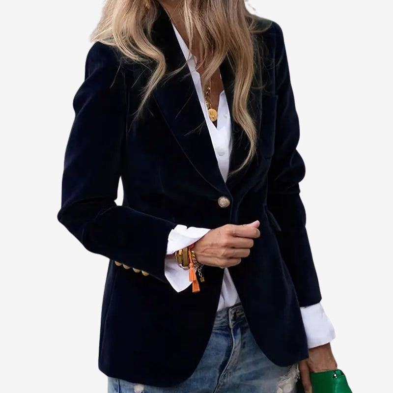 Velvet Single Breasted Blazer