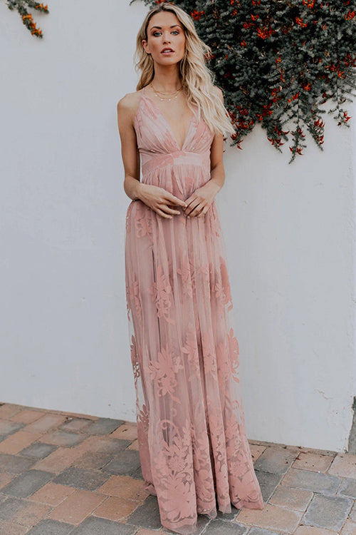 Angel in Disguise Lace Floral Backless Maxi Dress - 3 Colors - View 6