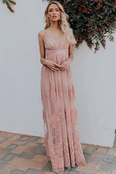 Angel in Disguise Lace Floral Backless Maxi Dress - 3 Colors - View 6