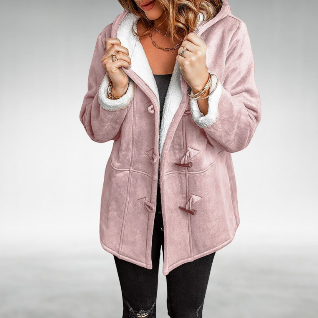 Hooded Sherpa Lined Toggle Faux Suede Jacket