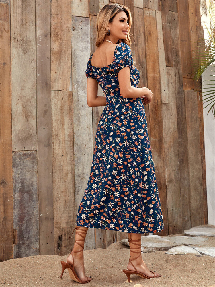Amara Chic Floral Split Dress Statement Occasion Edit