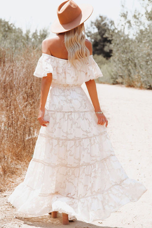 Absolutely Stunning White Lace Embroidered Maxi Dress 2