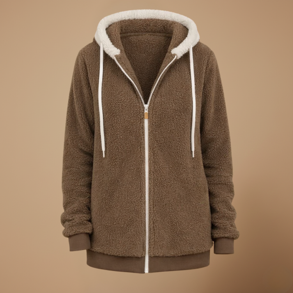 Women's Loose-Fit Fleece Hooded Jacket