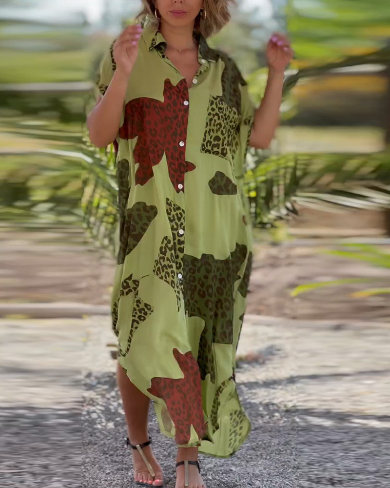 Short Sleeve Leopard Print Dress