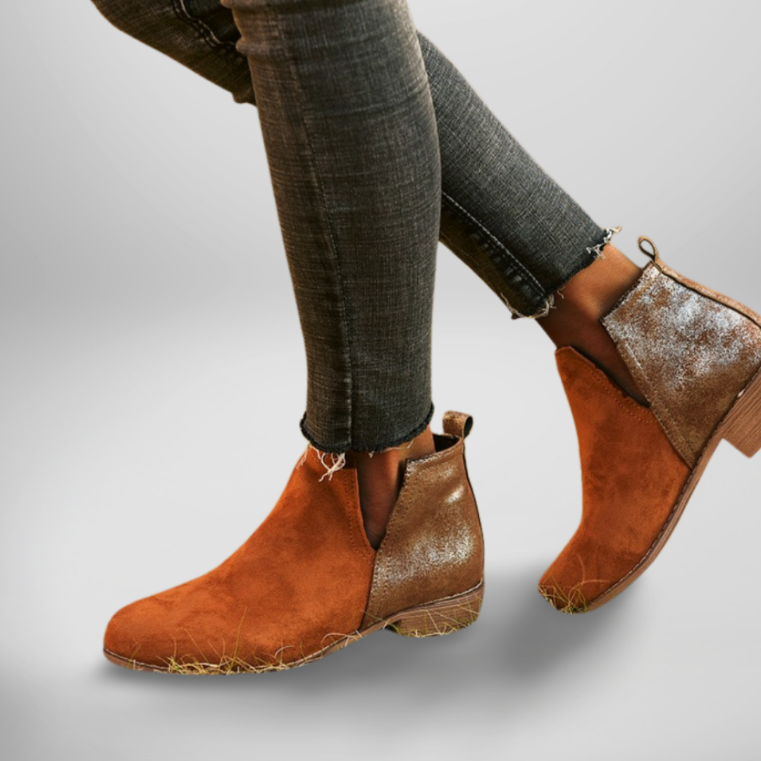 Leopard Print Panel Block Heel Ankle Boots 5