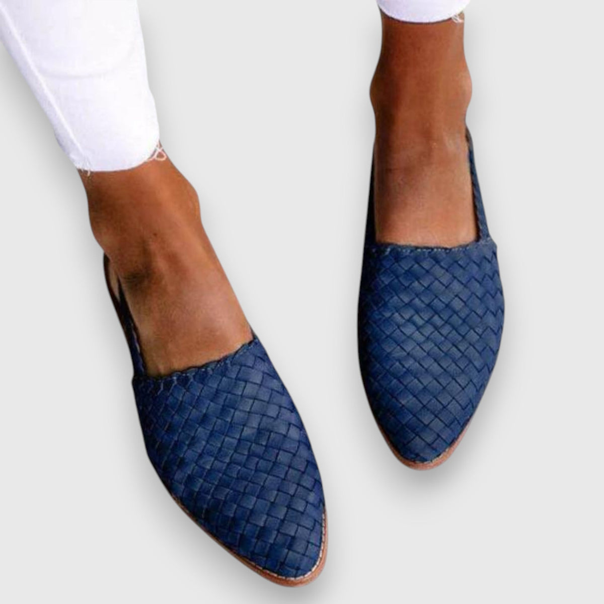 Woven Pointed Toe Slingback Flats