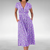 Floral Notch Collar Cap Sleeve Fit and Flare Midi Dress 4