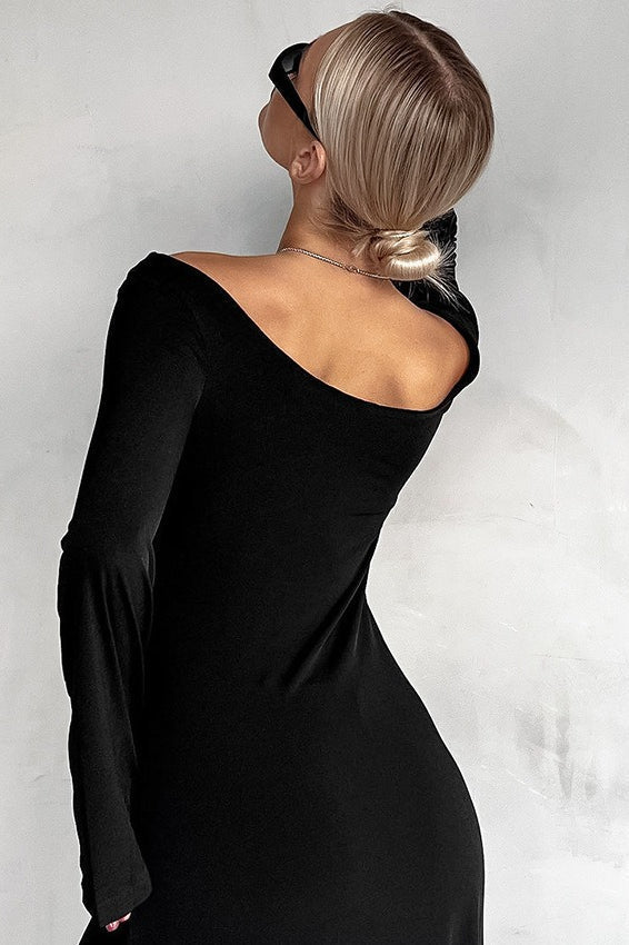 Black Knit Refined Maxi Dress