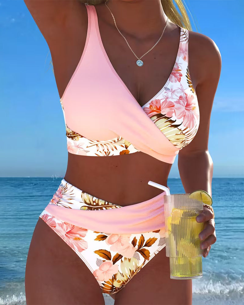 Floral Print Wrap Bikini Set