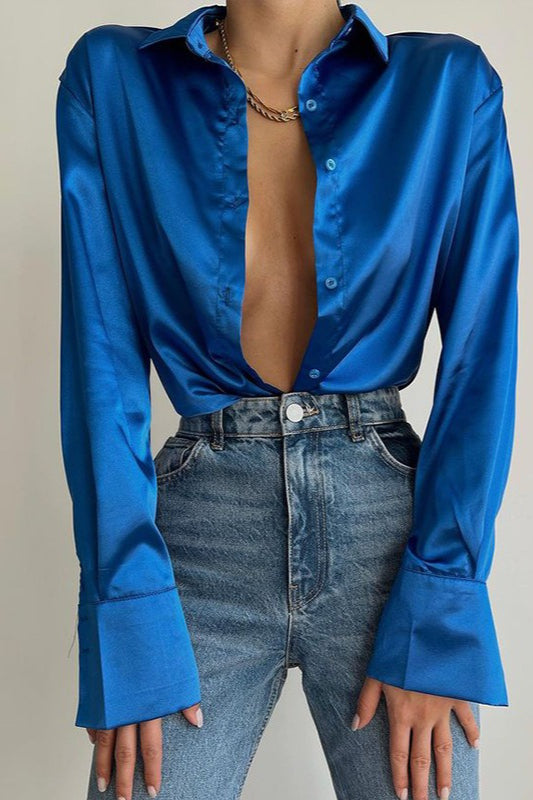 Lace Leather Panel Sheer Long Sleeve Chic Blouse