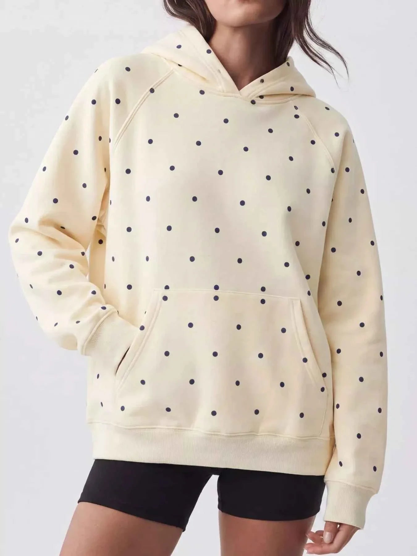 Polka Dot Raglan Sleeve Hoodie