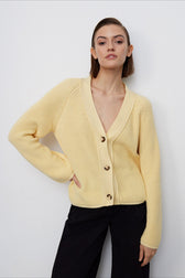 V Neck Cropped Batwing Cardigan
